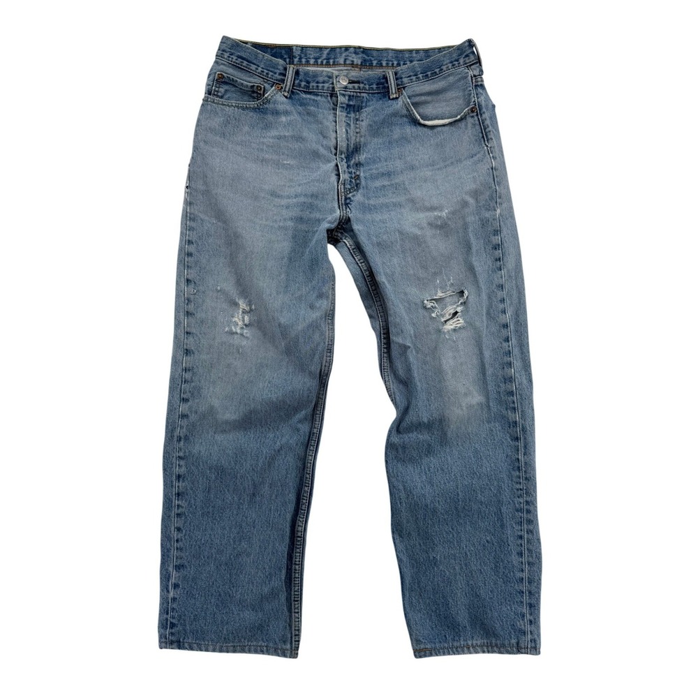 Levi's 550 Relaxed Fit Jeans Mens 36x32 Blue Distressed Light Wash Tapered